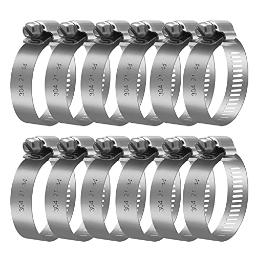 12 abrazaderas de manguera de acero inoxidable 21-44 mm | Abrazadera de tubo inoxidable |...