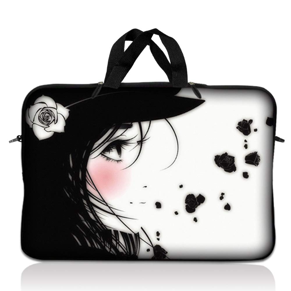 LSS 12.3 inch Laptop Sleeve Bag Carrying Case Pouch with Handle for 11" 11.6" 12" Acer, Asus, Dell, Hp, Sony, Toshiba, Pink Plumeria Flower — view 53