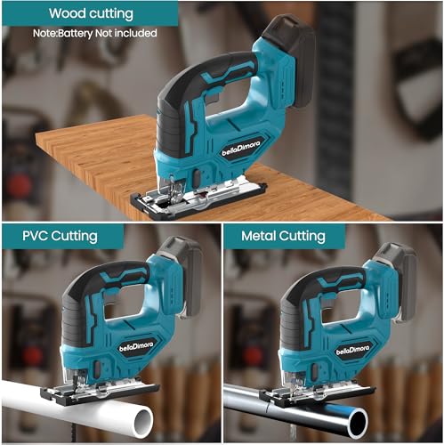 Cordless Jigsaw for Makita 18V Battery (Battery Not Included) Cordless Jig Saw with LED Work Light, 0°-45°Bevel Cuts, 3 Orbital Settings for Straight/Curve/Bevel/Circle Cutting - Image 7