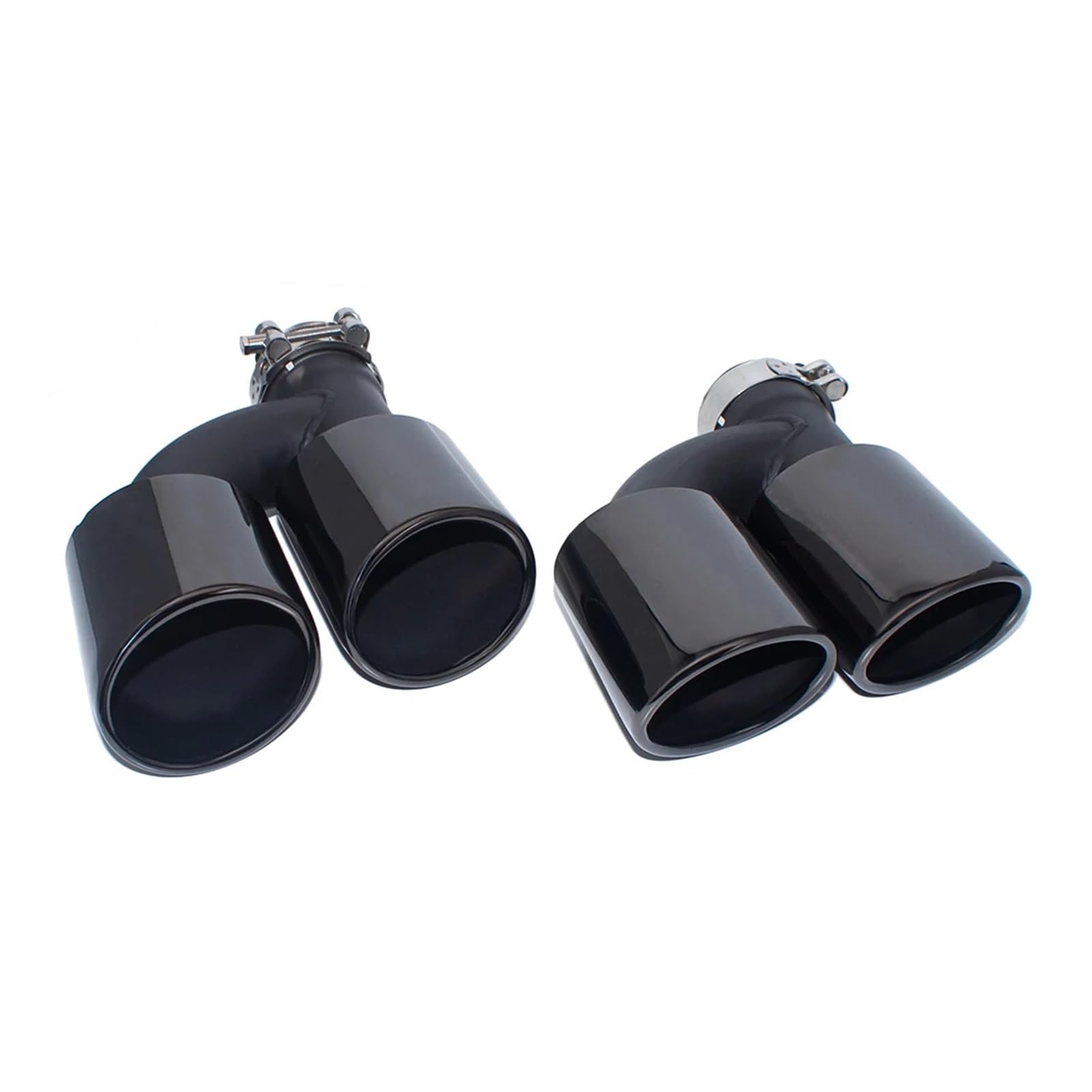 2 sztuk/zestaw 304 tył samochodu podwójna rura wydechowa ze stali nierdzewnej kompatybilny dla Audi A4 A5 A6 A7 do S4 S5 S6 S7 czarna końcówka tłumika 60mm rura wydechowa(Black)