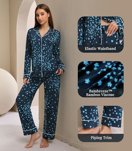 Image of WiWi Viscose from Bamboo Women's Pajamas Set Super Soft Button Down Top and Pants Sleepwear Cooling Pjs S-3X