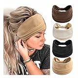 STGDAK Boho Headbands For Women Fashion Stretch Wide Hair Bands Knoted Turban Head Bands Yoga Running Sweatband Elastic Headband Stylish Wrap Headbands Hair Accessories for Teen Girls 4 Pack