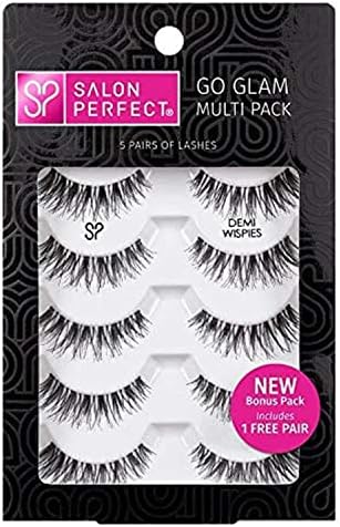 Salon Perfect Perfectly Glamorous Multi Pack Eyelashes, Demi Wispies Black, 4 pr