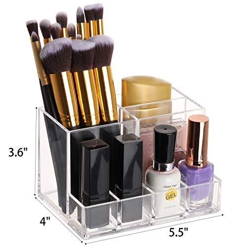 Image of Tbestmax Makeup Brush Holders, Clear Plastic 7-Compartment Vanity Cosmetic Organizer Storage