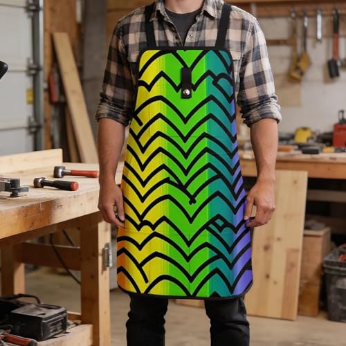 Delantal práctico multicolor con 8 bolsillos y ajustable miniatura 5