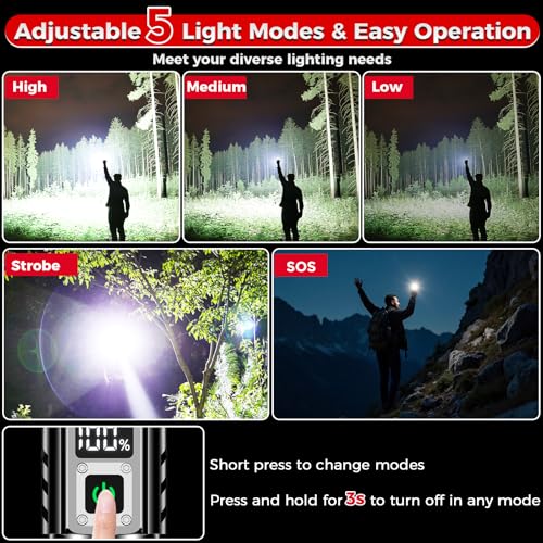 Image of Shadowhawk Rechargeable LED Torch 500000 Lumen Super Bright Flashlight