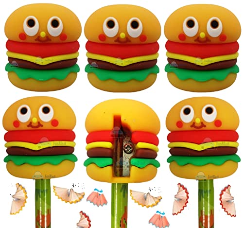 FunBlast Sharpener for Kids - Sharpener for Pencil Sharpener for Kids Stylish, Stationary Set for Kids, Pencil Sharpener Machine for Kids Stationary Items - Best Return Gifts (6 Pcs Burger Sharpener)