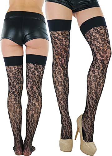Image of ToBeInStyle Women's Sexy Nylon Versatile Fine Fishnet Thigh High Stockings w /Opaque Band