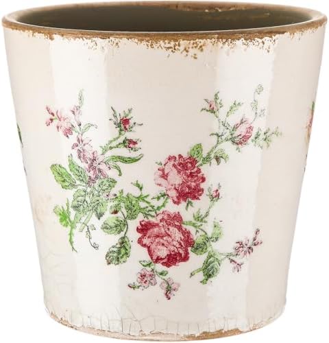 Beeveer 5 Inch Vintage Planter Ice Glazed Pink Rose Flower Pattern ...