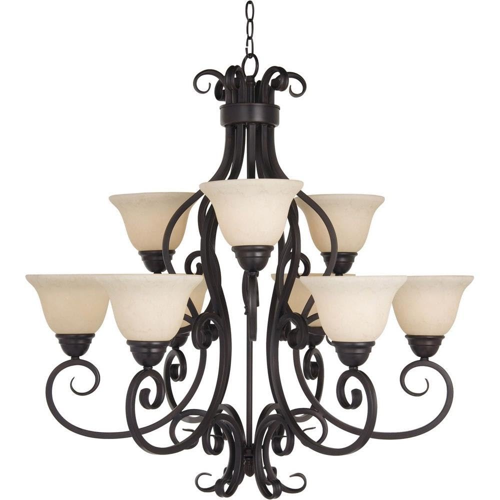 Maxim Lighting Manor 9-Light Chandelier | Rubbed Bronze Finish | Transitional Indoor Light Fixture | Ideal for Dining Rooms & Entryways | Dimmable |