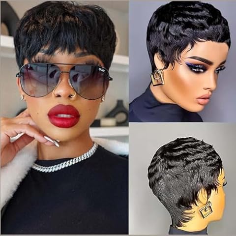 RUISENNA Pixie Cut Human Hair Wig Cover