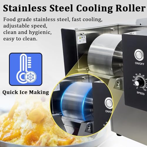 Eiscrusher/Slush-Maschine, kommerzieller Crushed Ice Maker mit elektrischem Drehteller aus Edelstahl zum Mixen von Slushies, Cocktails, Frappé, Kaffee, Geschwindigkeit einstellbar,100kg/h – Bild 6