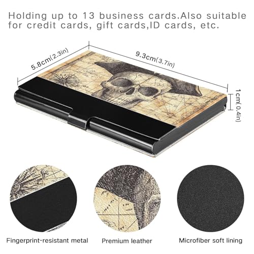 KLL Games Treasure Maps Pirates Skulls Ultra-Thin Business Card Holder Travel with Leather and Stainless Steel Credit Card case for Protects Your Cards portatarjetas para Hombre3