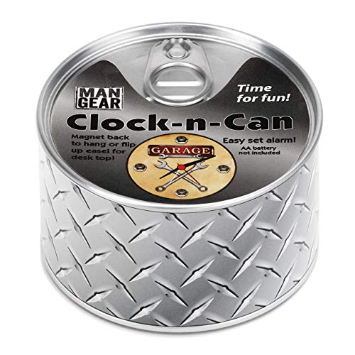 DEMDACO Garage Tools Clock-n-Can Silver Tone 4 x 4 Metal and Magnet Desk Clock