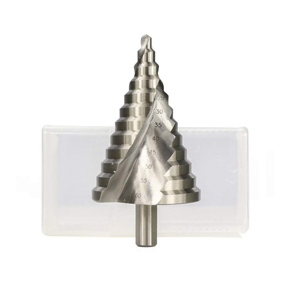 Juego de brocas escalonadas con ranura en espiral HSS Perforación de orificios de titanio Flauta en espiral Taladro cónico escalonado de cobalto, broca escalonada de carburo HSS 4-32 mm 6-60 mm Broca