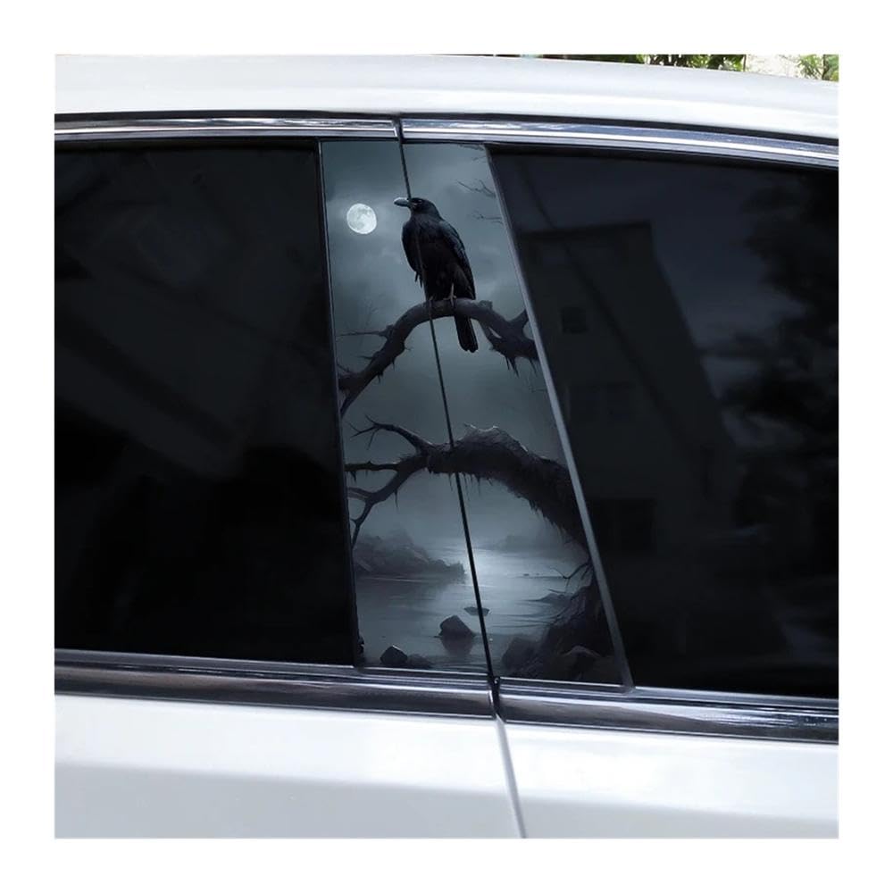Bertdcx Type A Crow Car Stickers Diy Pillar Vinyl Cover Scratches Door Pillar Auto Parts(Type A)
