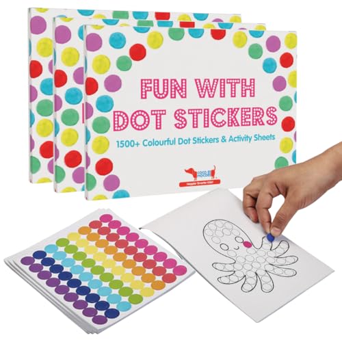 Image of CocoMoco Kids Premium Dot Stickers for Kids with 123, ABC & Animals Sticker Book -1500+ Round Stickers Fun Craft Supplies for Boys & Girls, Learning Activities, Sticker Activity Book (Pack of 3)