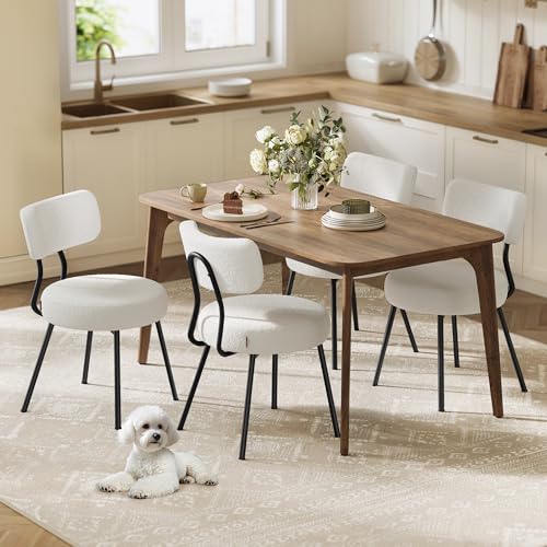 VASAGLE Cream White Boucle Dining Chairs Set of 4