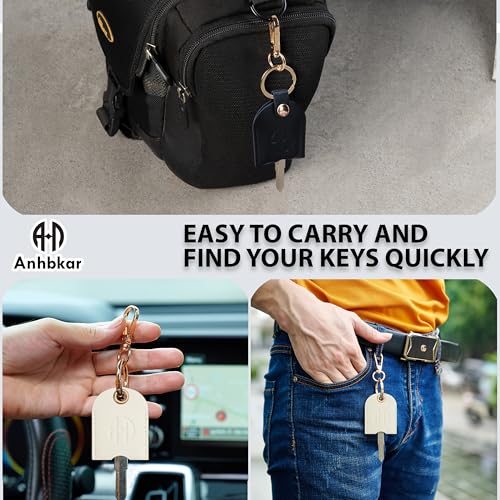 Image of Leather Keys Sleeve for Broken Car Key Loop Replacement, Keychain Cover Cute Protector and Holder for Men, Women
