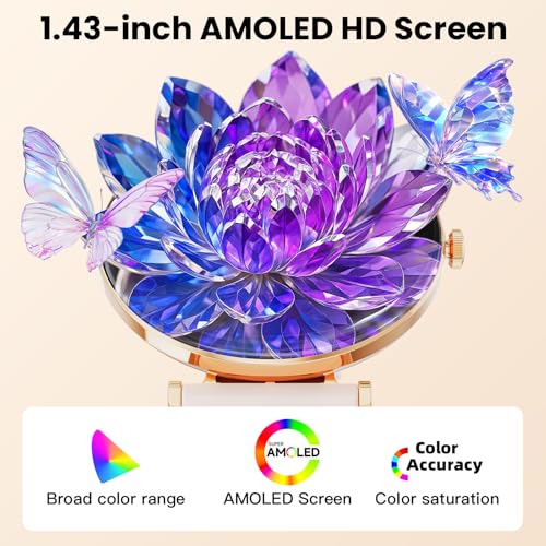 Image of Hwagol Smart Watches for Women with Android iPhone Compatible[Calls /Metal Thin Body],1.43 inch Micro-Spherical AMOLED Screen,Sports Watch with Sleep /Heart Rate Monitor