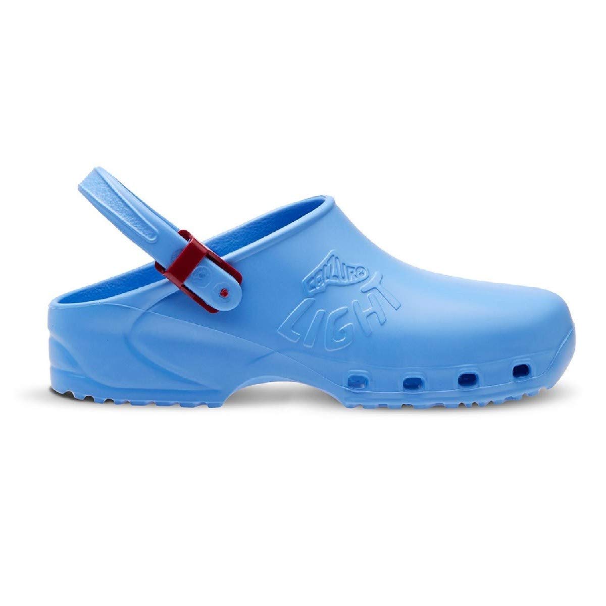 CALZURO Light - Sabots Sanitaires pour Homme et Femme en EVA, Professionnels CE, Ultralégers, Confortables, Antistatiques et Antidérapants, Respirants, Lavables, bleu ciel, 39 EU
