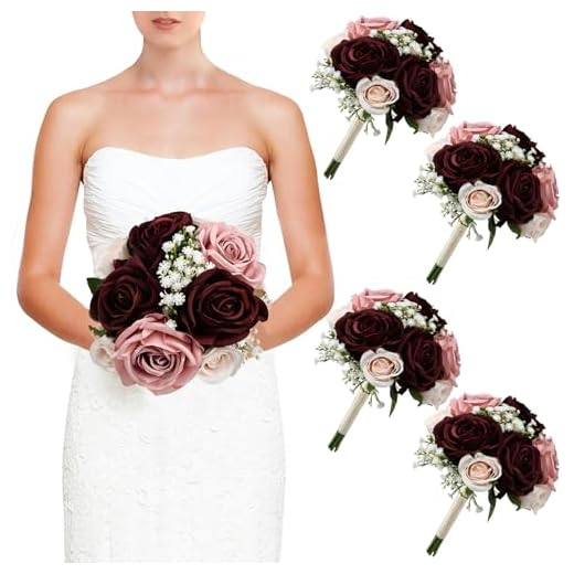 25+ Dark Romantic Wedding Inspirations You’ll Adore 3 DIYDOFUN Wedding Bridesmaid Bouquets Set of 4, Artificial Silk Flowers Arrangement for Ceremony Marriage Proposal Party Anniversary Decorations - Burgundy & Dusty