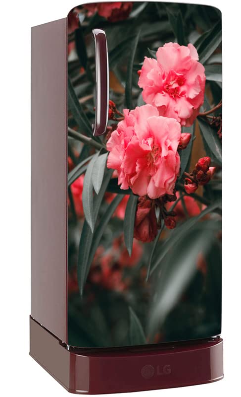 Ainan Decor Beautiful Pink Flower Fridge Sticker (Single Door 60x120 cm)