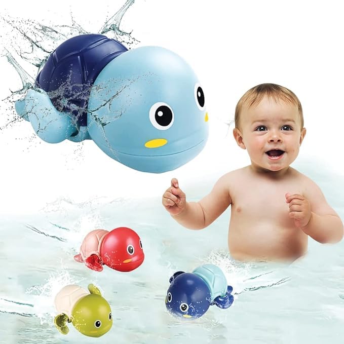 Image of Pool Toy Baby Bath Toys Wind Up Swimming Turtles for Bathtub Pool Water Play, Non-Toxic Floating Bath Toy Set for Toddlers Boys Girls 6 Months -3 Years, Hand-Eye Coordination Toy