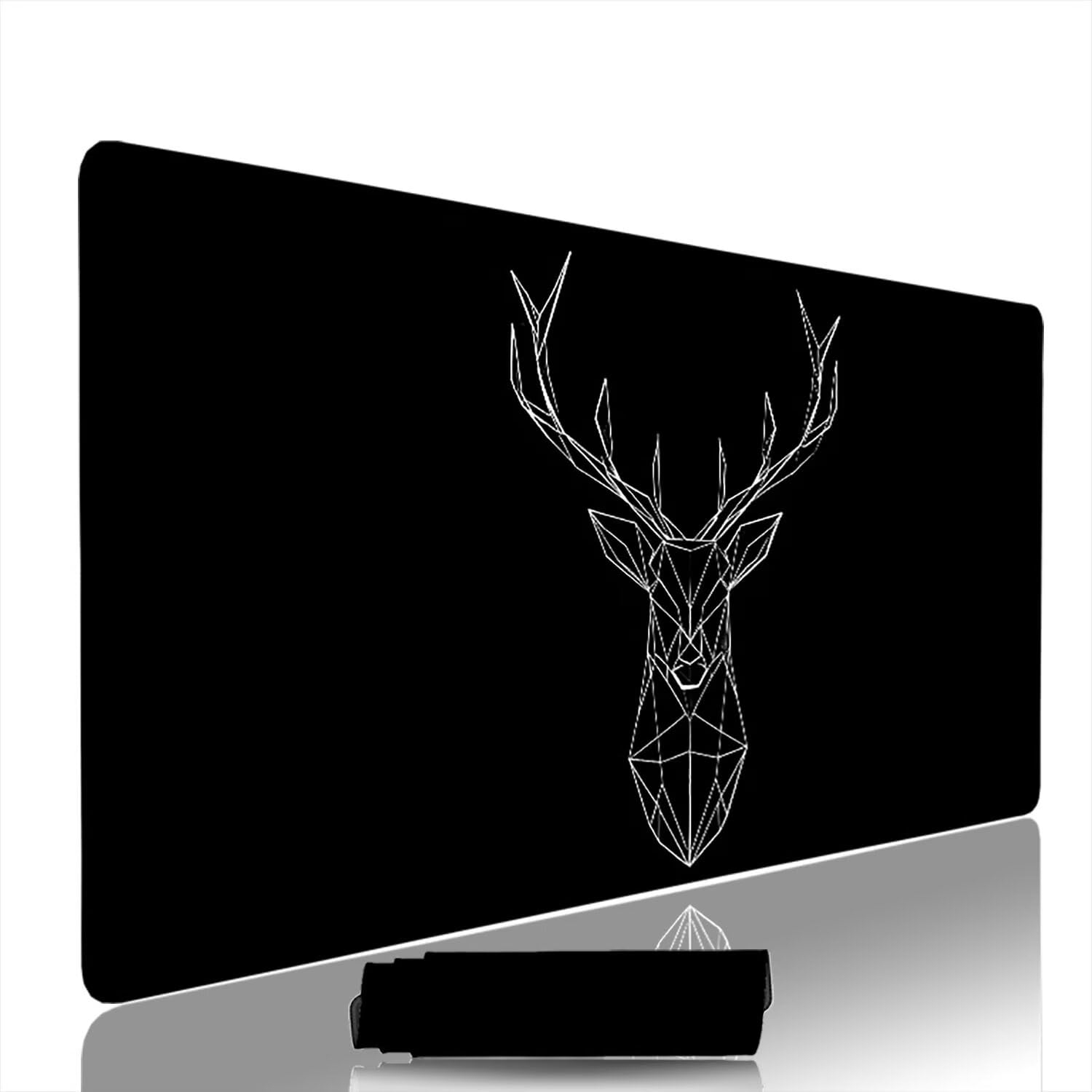 Czarna podkładka pod mysz pod mysz pod mysz do gier XXL 1400 x 600 x 3 mm podkładka pod mysz gumowa jeleń duża podkładka pod mysz dla graczy akcesoria PC i wodoodporna, do klawiatury laptopa w-1644
