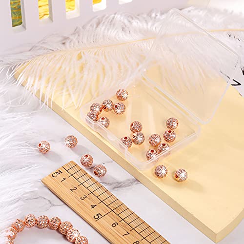 20 Pieces 8 Mm Zirconia Cubic Beads, Round Rhinestone Bracelet Spacer Charms,Crystal Zirconia Stones, Ball Beads For Jewelry Making Diy(Rose Gold) #TOP6