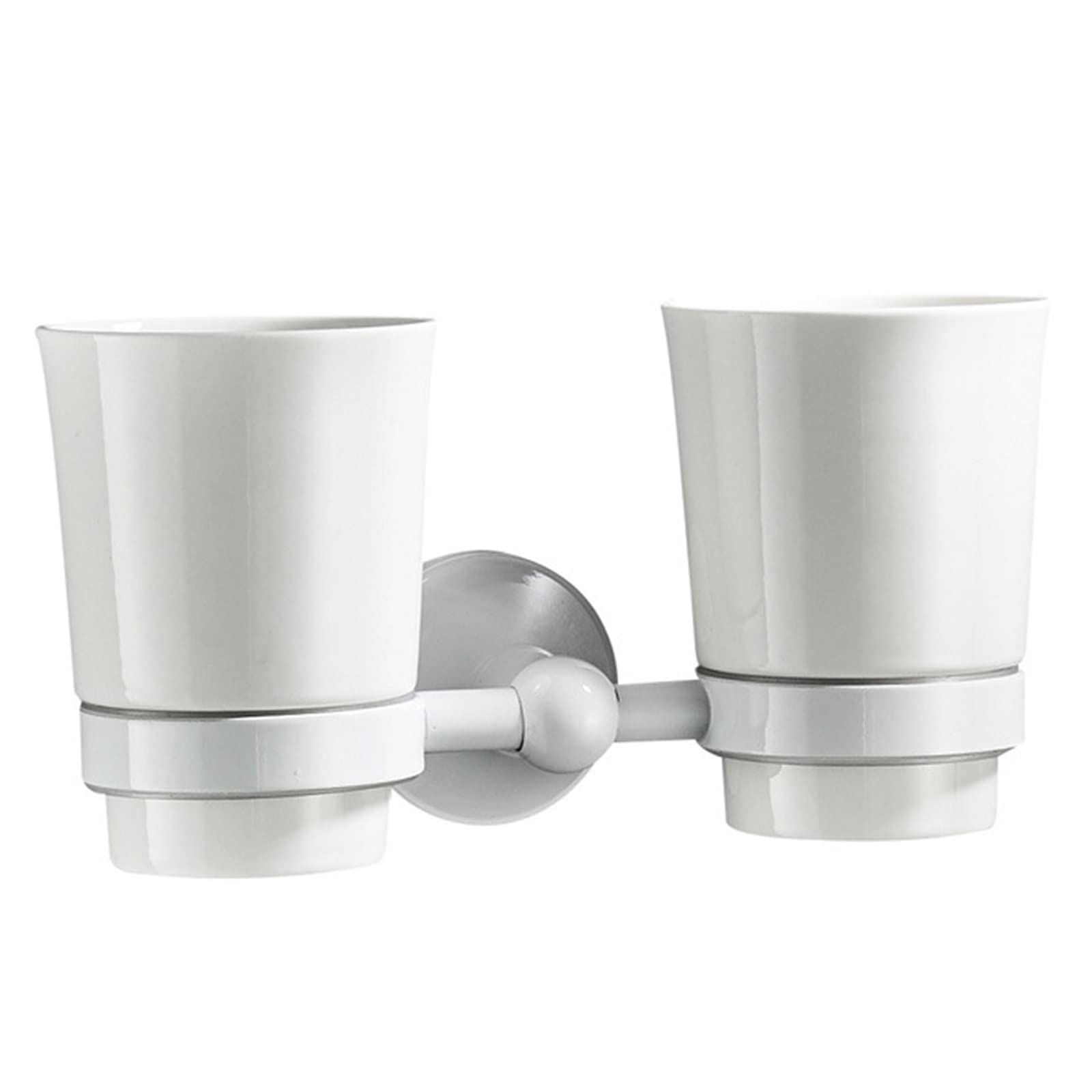 Soporte De Cepillo De Dientes Blanco, Soporte De Cepillo De Dientes Doble De Latón Macizo para Decoración De Baño, Soporte De Cepillo De Dientes Montado En La Pared con Taza De Cerámica