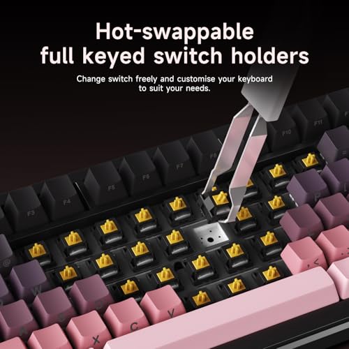 Image of URX x AJAZZ AK820 MAX Plus Wireless RGB Mechanical Keyboard | 75% Hot Swappable Pre-Lubed Switches, Bluetooth 5.0 USB-C | Gaming Keyboard for Windows Mac | 8000mAh Battery | Glacier Blue