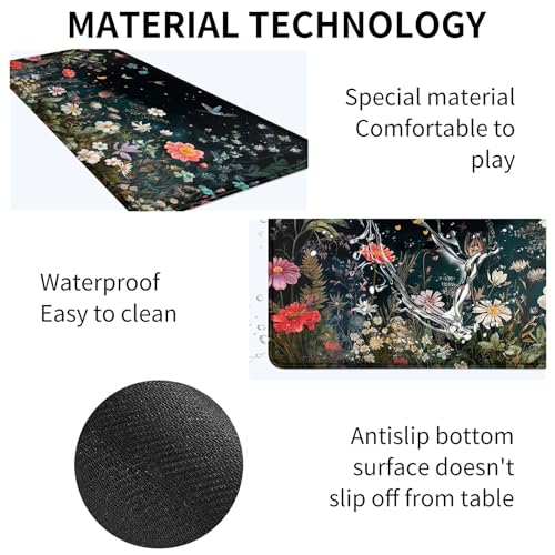 Image of Card Mat for MTG & TCG Playmat,Flowers Grass and Birds