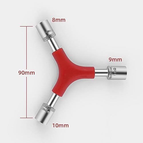 YOUMI Llave de 3 vías en forma de Y, portátil, ligera, de acero, cromada, llave hexagonal interior tipo Y, llave de vaso tipo Y para bicicleta