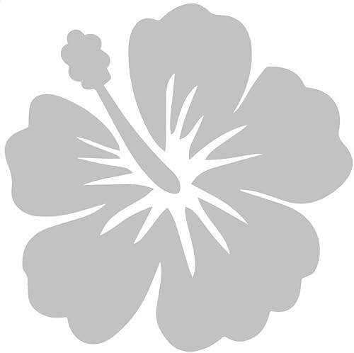 STICKER DAD Vinilo adhesivo V2 de flor de hibisco tropical – Tamaño: 4 pulgadas, color: plateado – ventanas, paredes, parachoques, portátil,