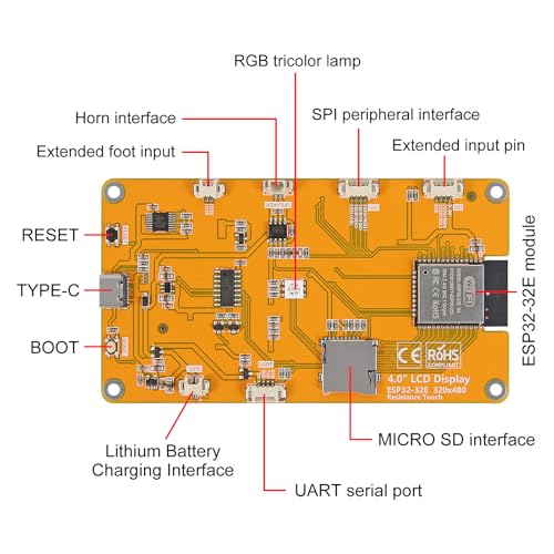 Image of 2Set 4.0 Inch 320x480 ESP32 Resistive Touchscreen Display 4.0'' TFT LCD Module Acrylic Case Compatible with Arduino IoT Projects