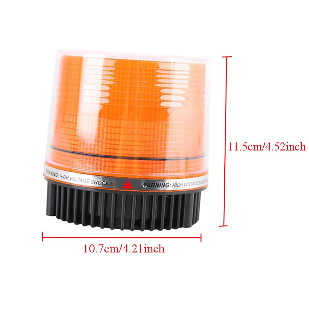 Riloer Luz de baliza intermitente de emergencia LED, 18 luces LED de advertencia con base magnética de 12 V, 1 unidad de luces estroboscópicas de seguridad de color ámbar