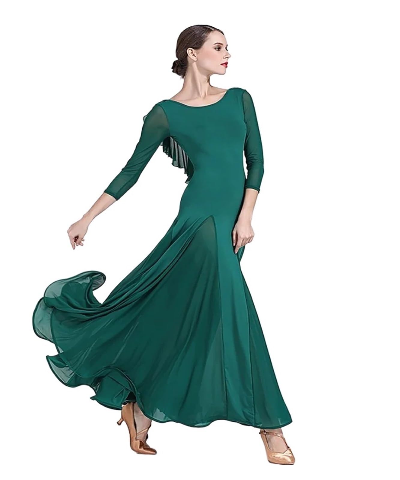 Vestido Flamenco Mujer Vestido De Baile Estándar For Mujer, Con Volantes Y Espalda Descubierta, For Competición Nacional, Ropa De Baile De Salón