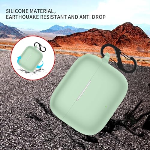 Image of Anvique Silicone Protective Case Cover for Oppo Enco Buds 3 Pro, Earbuds Accessories (Matcha Green S)