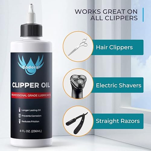 Godora 8 Oz Premium Hair Clipper Oil Blade Oil With Scientifically Formulated | Odorless & Anti-Rust Clipper Oil For Hair Trimmers And Clippers | Trimmer Oil Extends The Life Of Clipper & Blades #TOP2