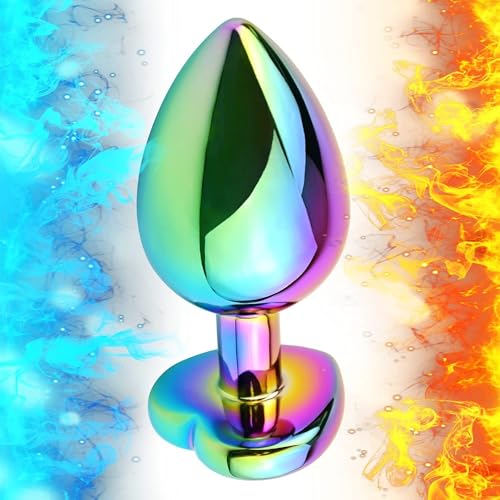 Plug anal métal arc-en-ciel avec base pierre précieuse cœur BeHorny 3 tailles - 5