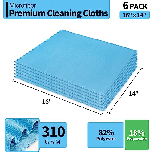 image for HOMERHYME Microfiber Cloth, 6 Pack Window Cleaning Cloth, Glass Cleane
