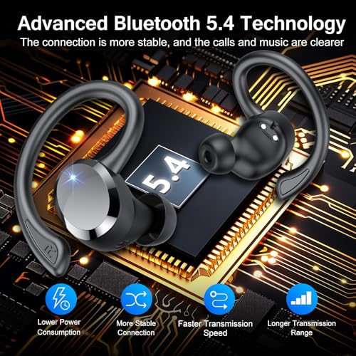 Image of Ear Buds Wireless Bluetooth Earbuds, Bluetooth 5.4 Headphones 68hrs Playtime Sport Earphones with LED Display ENC Noise Cancelling Mic, IPX7 Waterproof Earbuds with Hook for Sports /Workout /Running