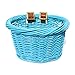 Colorbasket 01501 Kids Front Handlebar Wicker Bike Basket, Leather Straps, Blue