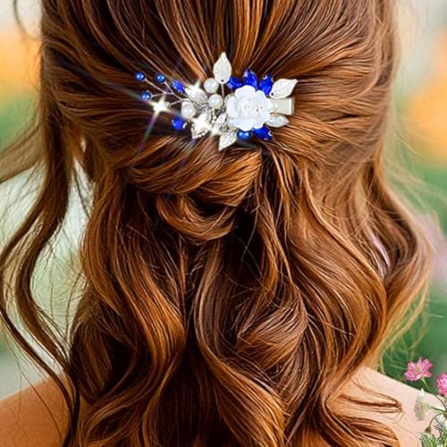 Accesorios para el cabello de boda EVILD Clip de pelo con flor de rhinestone plateado para mujer miniatura 4