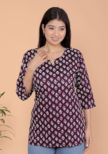 Image of Malikcraft Women's Rayon Printed Short Kurti Stylish Kurta for Women Trendy Short Kurta for Daily & Office Wear PR1