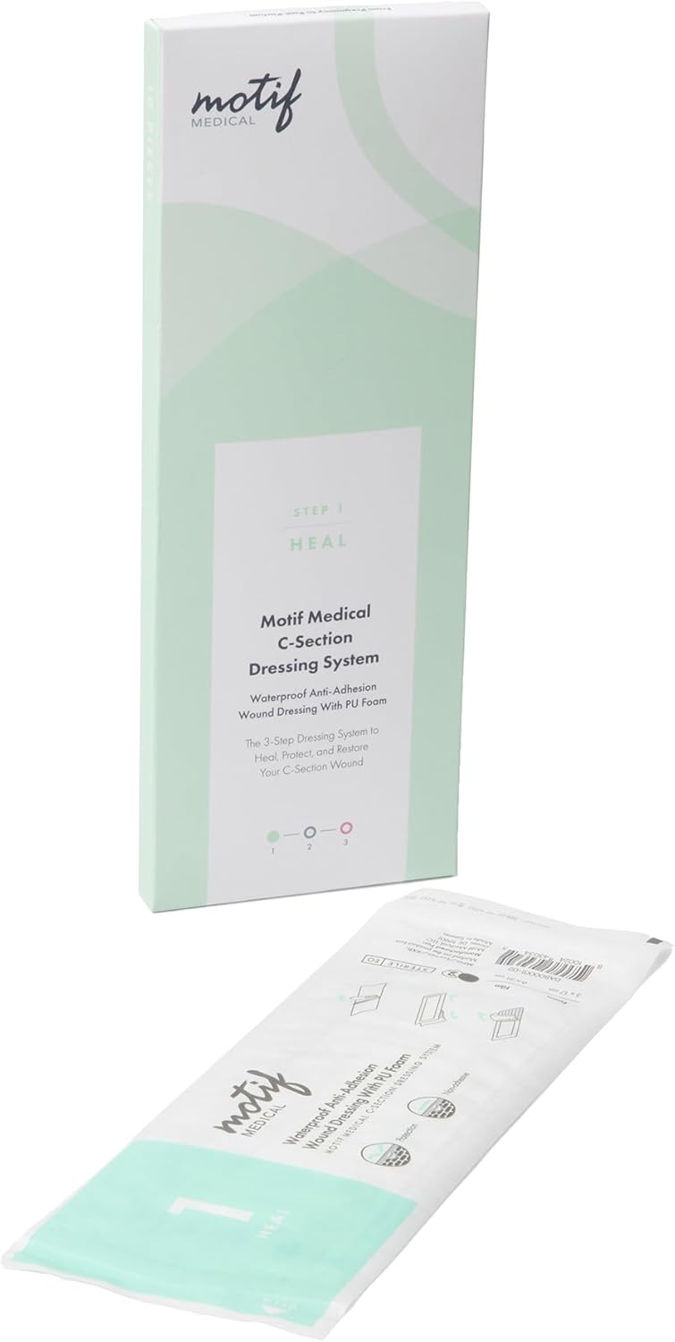 Motif Medical Stage 1 Heal C-Section Scar Strips - 3-Step Scar Care Wound Dressing to Heal, Protect & Restore - Scar Patches for Surgical Scars - Scar Tape Bandage for Postpartum Care (Pack of 10)