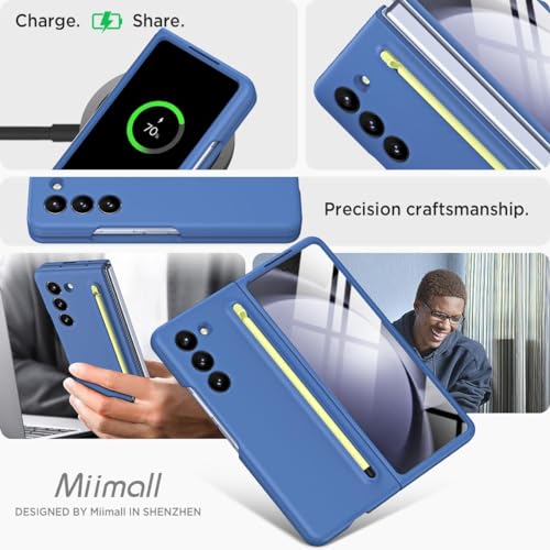Image of TechTrendz Polycarbonate Ultra Slim Premium Case for Samsung Galaxy Z Fold 5 with Built in Compact S Pen Holder and Storage Slot (Blue)