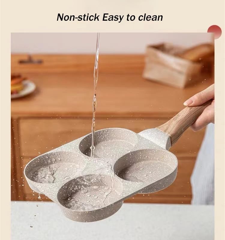 Miniatura 5 de Aimeryup Sartén antiadherente para huevos de 4 tazas, sartén de huevo sin óxido, versátil sartén de desayuno para hamburguesas, tortillas,