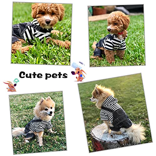 Sild Pet Denim Jumpsuit Dog Jeans Hoodies Cool Blue Coat Medium Small Dogs Classic Jacket Puppy Blue Vintage Washed Vests (Xxl, Black) #TOP5